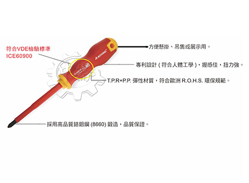 ＊中崙五金【附發票】台灣製 ALSTRONG 電工絕緣螺絲起子 (十字) IP2100 / (一字) IS55125