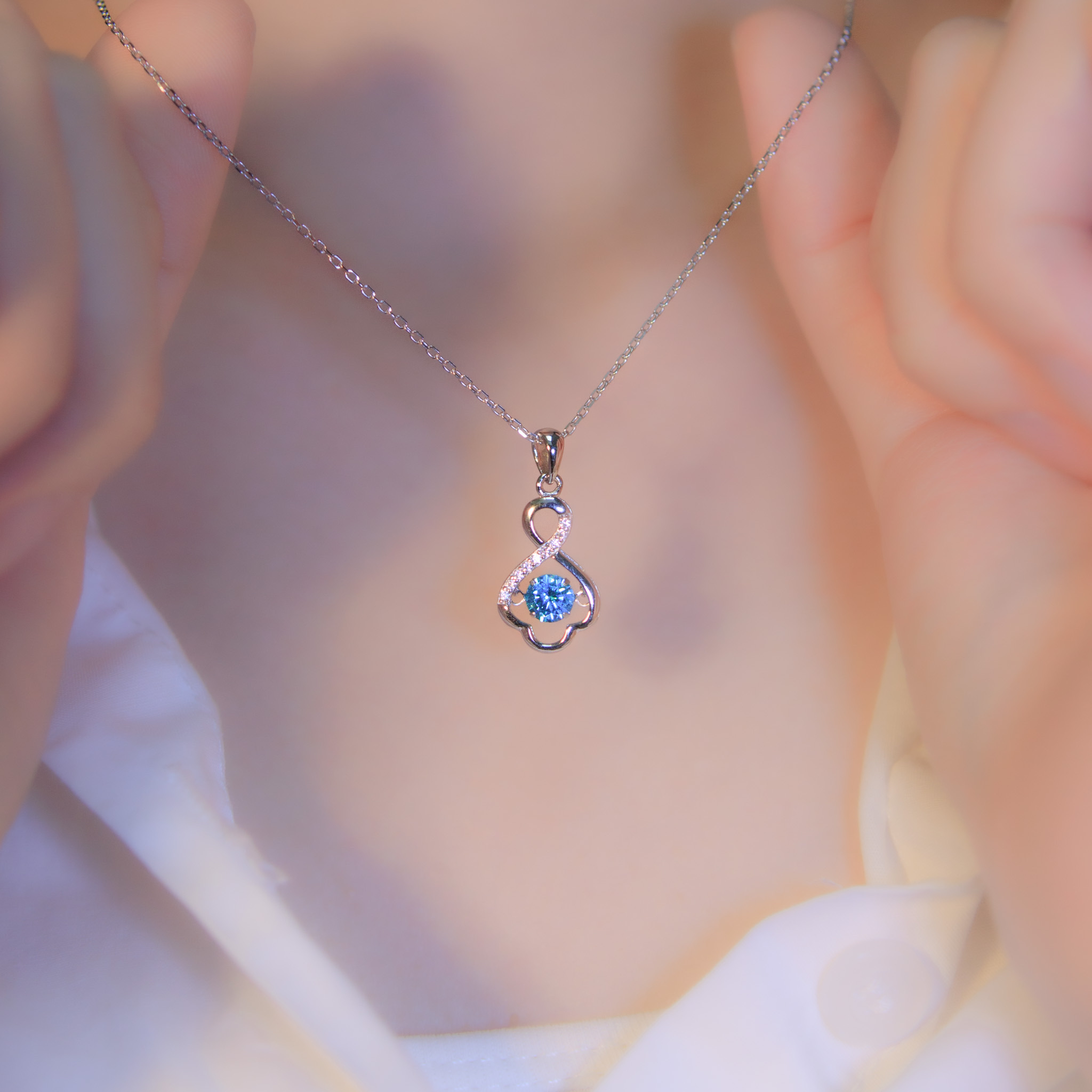 | 925純銀・白金・玫瑰金 | 懸浮無止境花漾項鍊  (銀/玫瑰金)  | NE1026 |