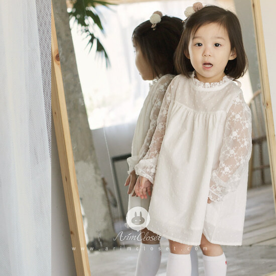 純棉蕾絲小天使連衣裙