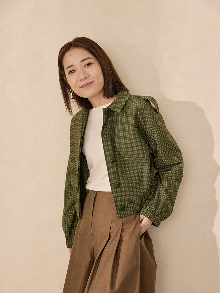 落入銀河肩袢縮袖外套-綠城