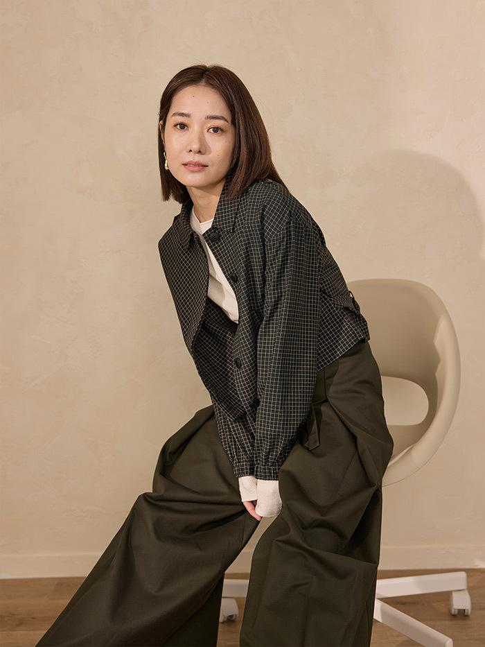 落入銀河肩袢縮袖外套-山霧