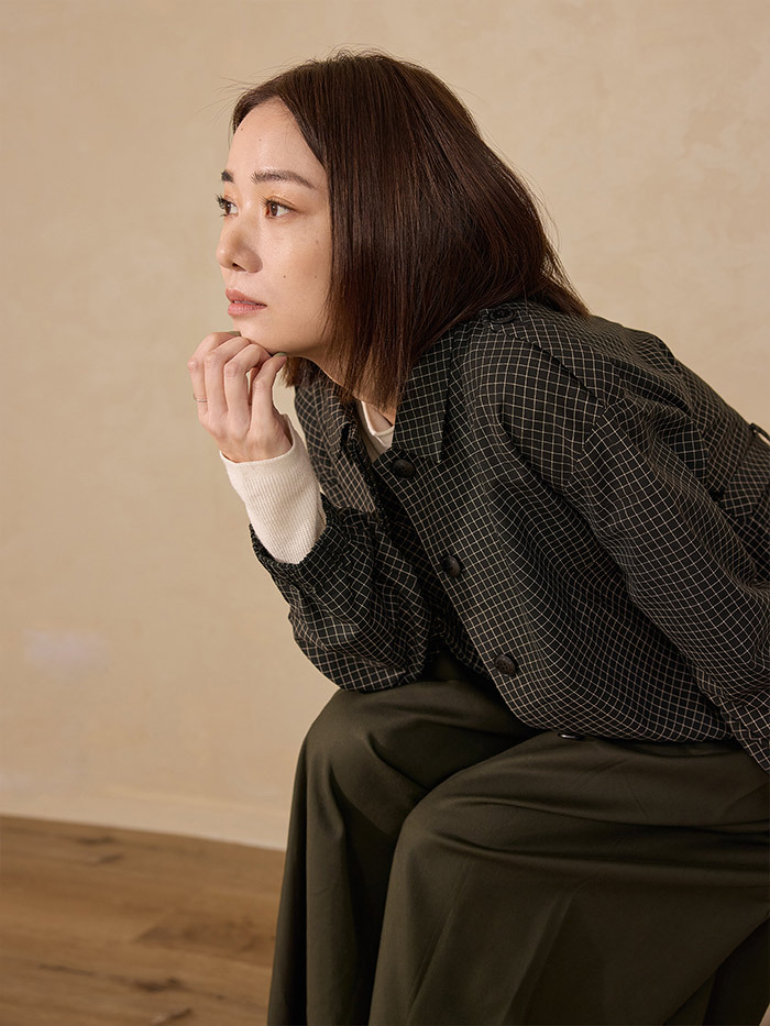 落入銀河肩袢縮袖外套-山霧