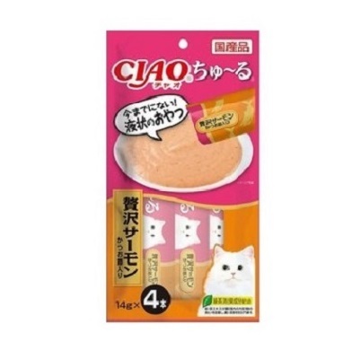 CIAO 奢華三文魚+鰹魚片 (14gx4支裝)【$100 X 7 包】【可混合其他口味】