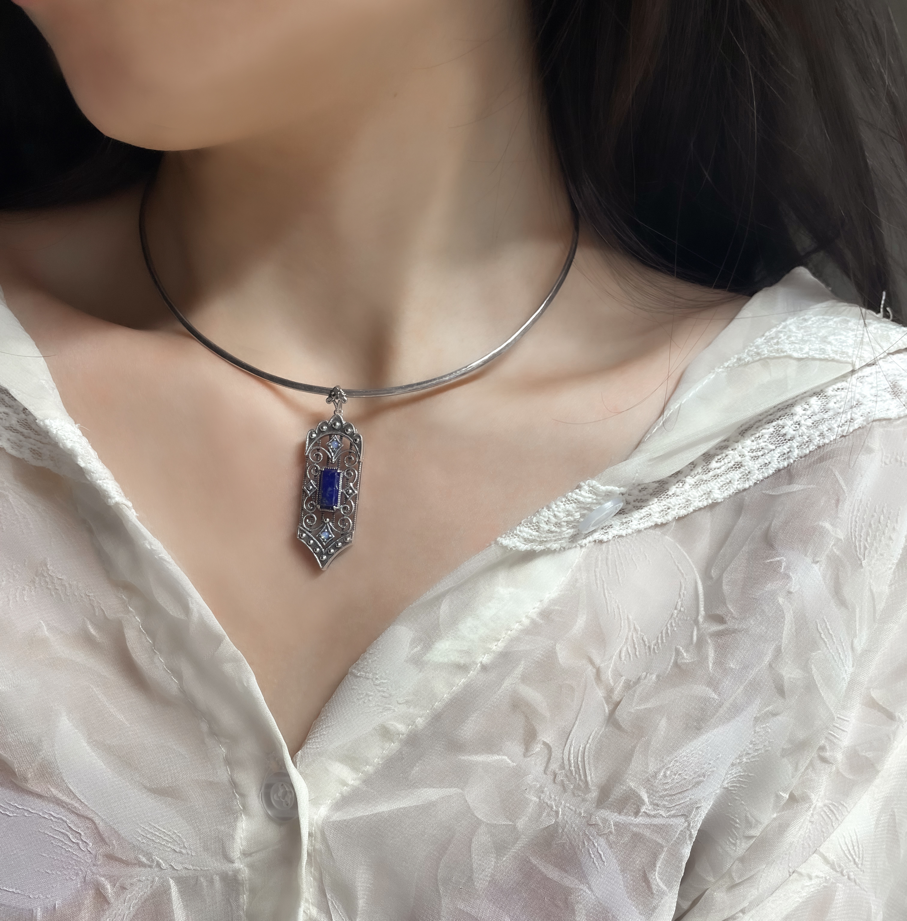 青金石鏤空墜子