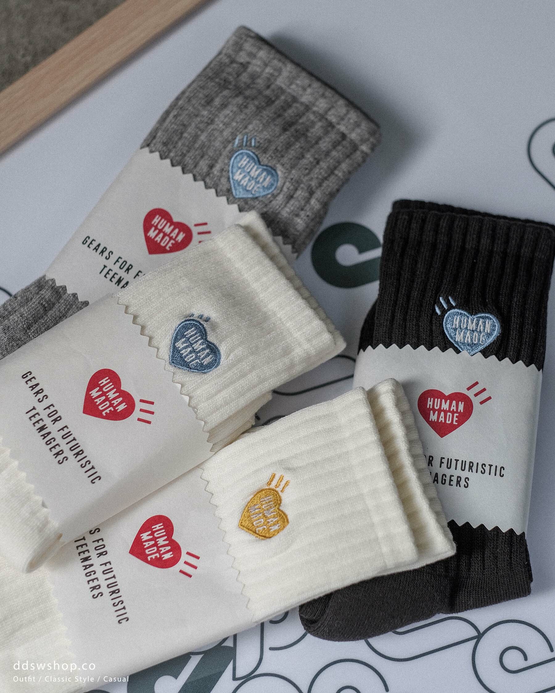 Human Made 襪子 藍色愛心 刺繡