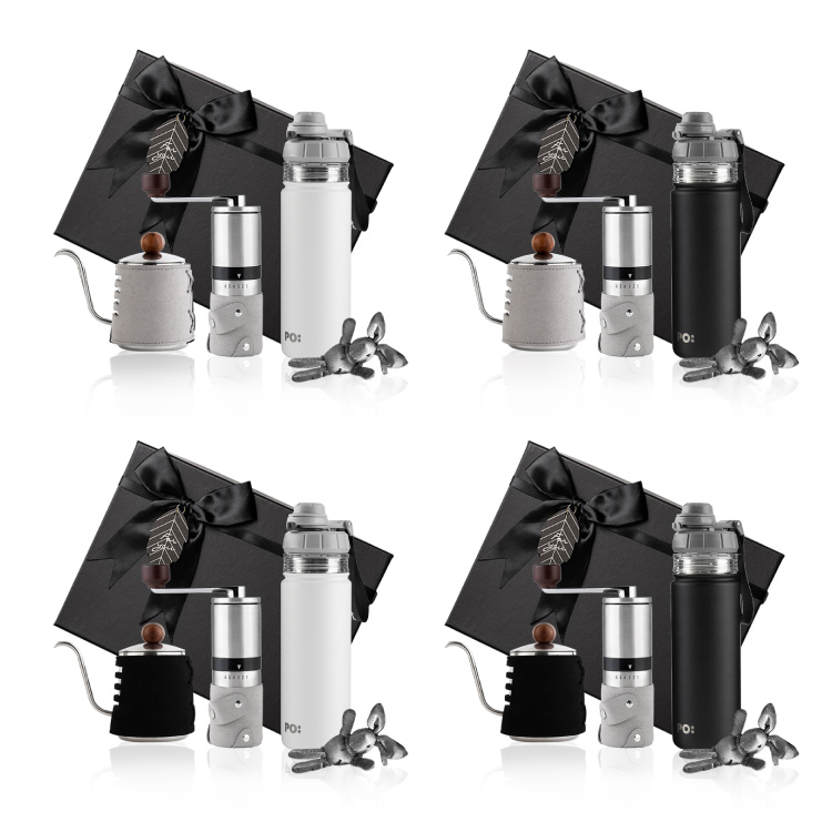 (預購4月底出貨)PO: 丹麥手沖咖啡三件禮盒組(手沖壺-共2色/咖啡磨2.0/醇泡保溫杯-共2色)