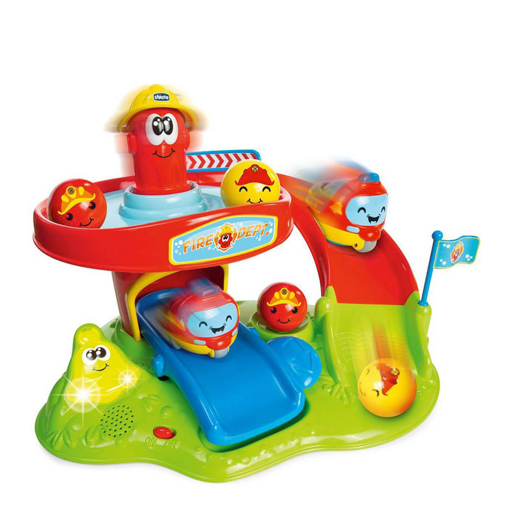 旋轉消防滑梯互動小車組