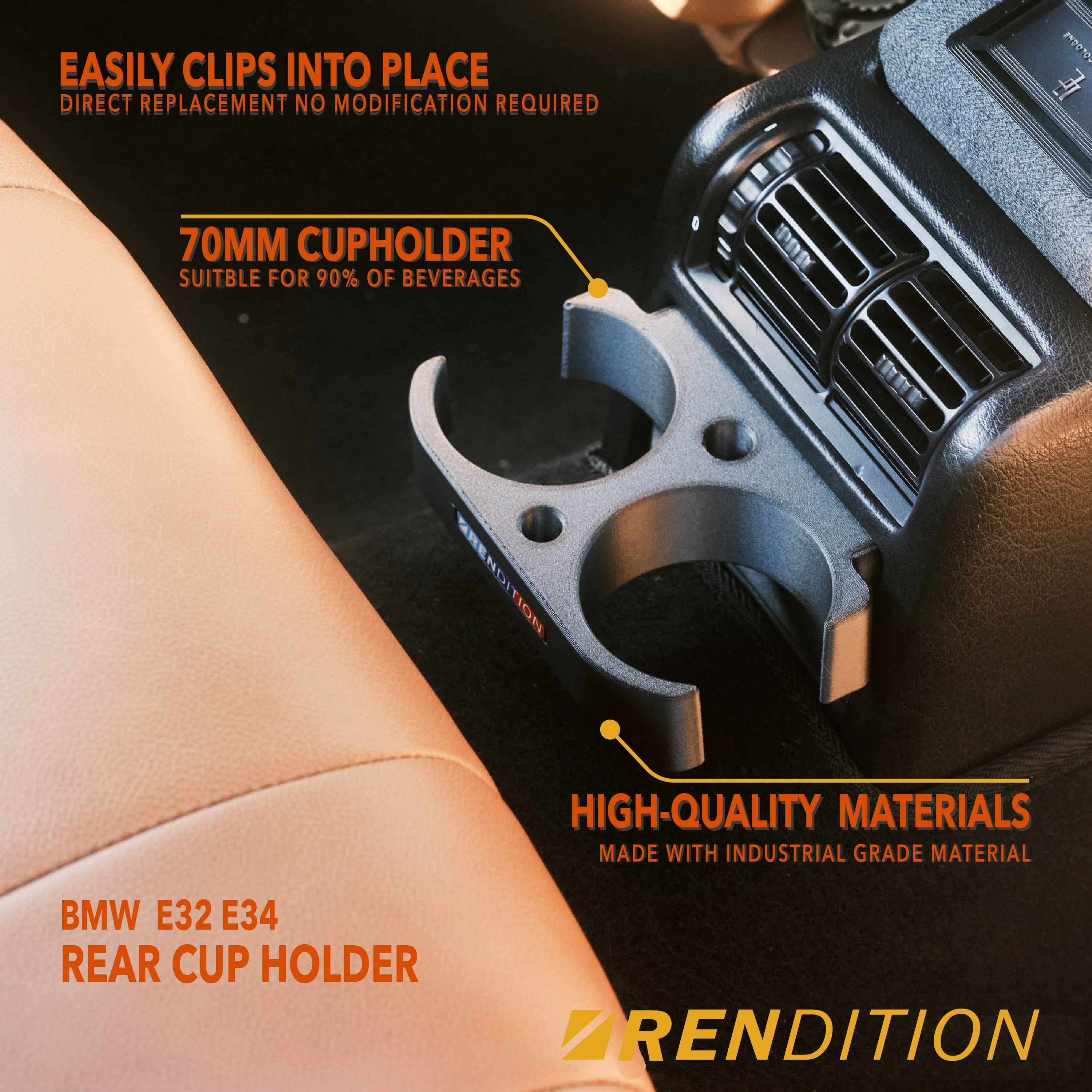 BMW E32 E34 REAR CUP HOLDER V2