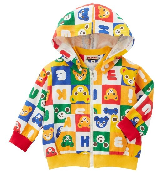 MH小熊字母拼格連帽外套