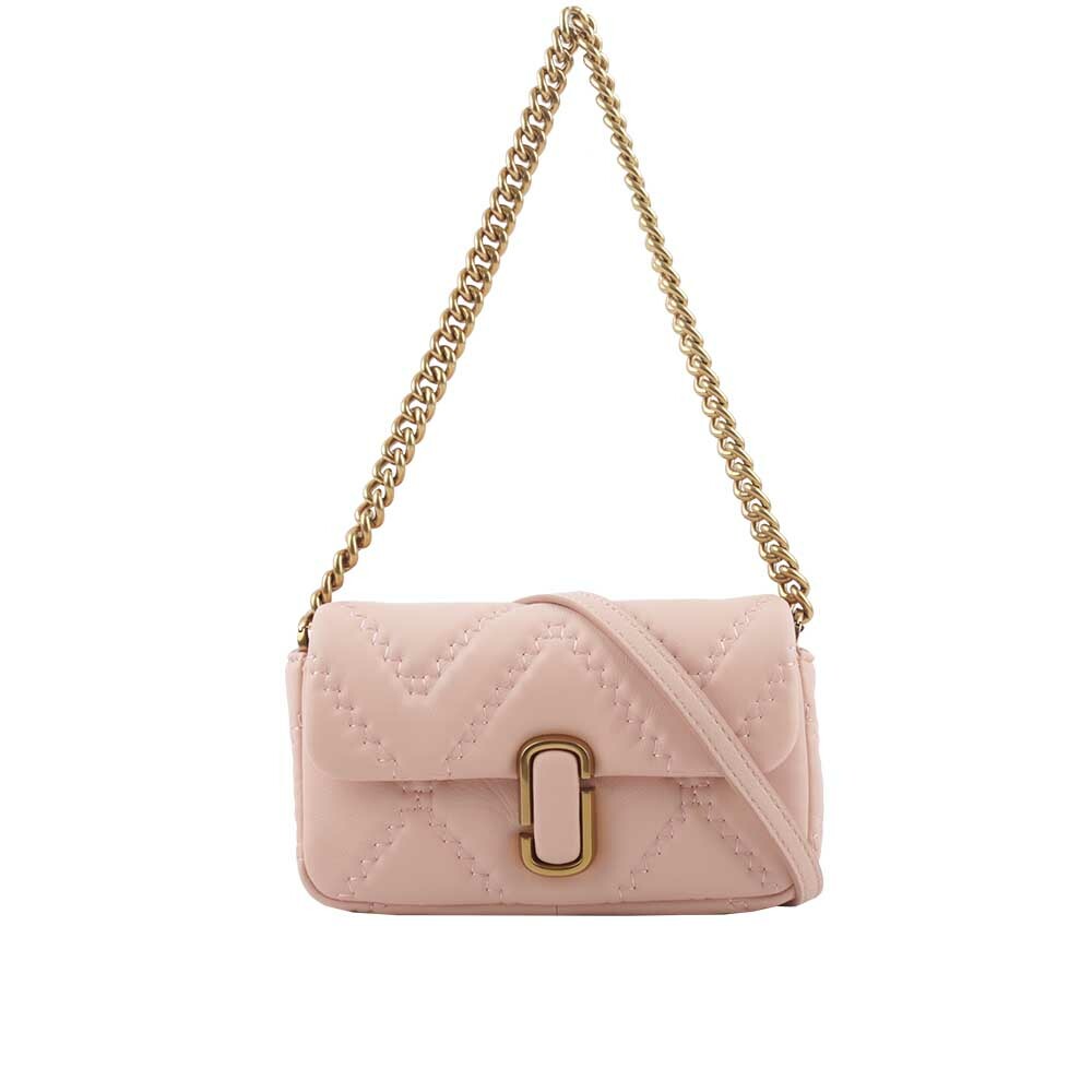 【MARC JACOBS】THE J MARC 縫線小羊皮翻蓋迷你二用包(玫瑰粉) 2S3HSH016H03 624