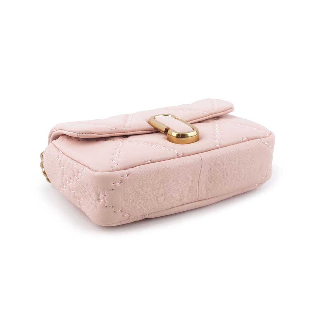【MARC JACOBS】THE J MARC 縫線小羊皮翻蓋迷你二用包(玫瑰粉) 2S3HSH016H03 624