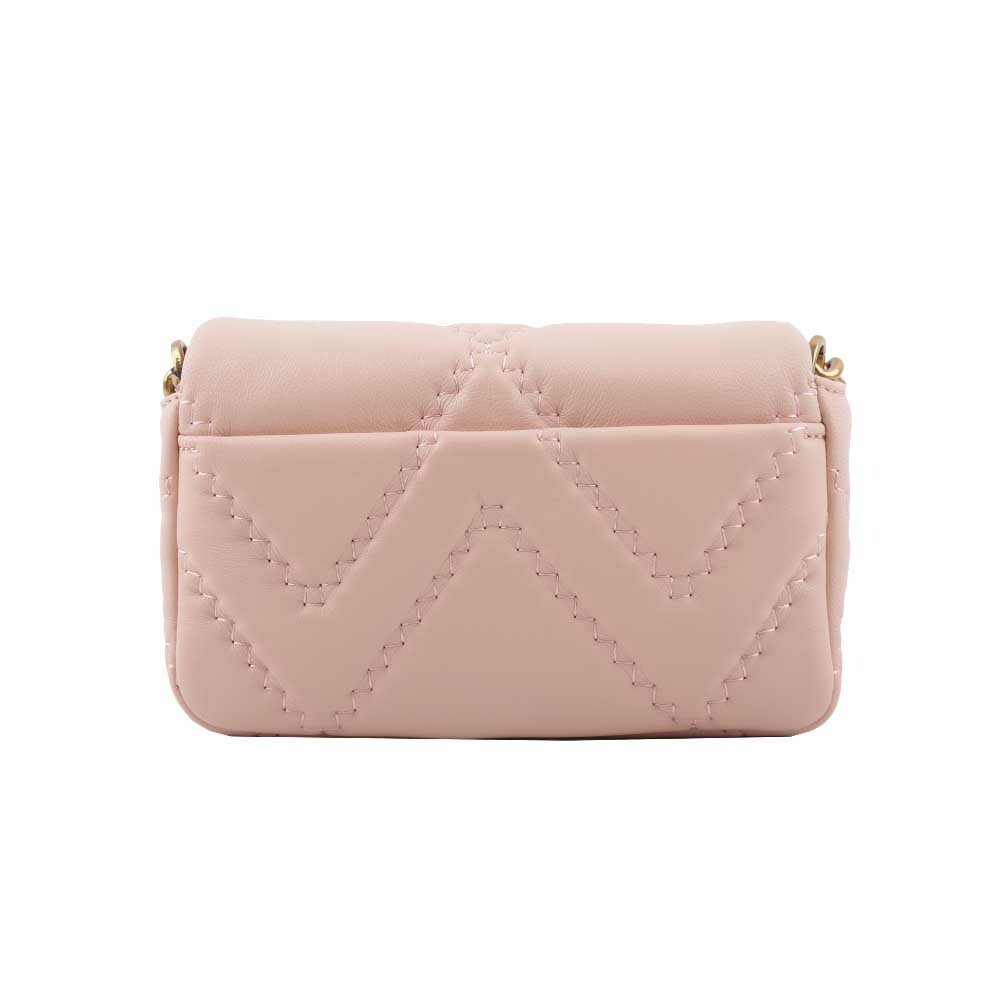 【MARC JACOBS】THE J MARC 縫線小羊皮翻蓋迷你二用包(玫瑰粉) 2S3HSH016H03 624