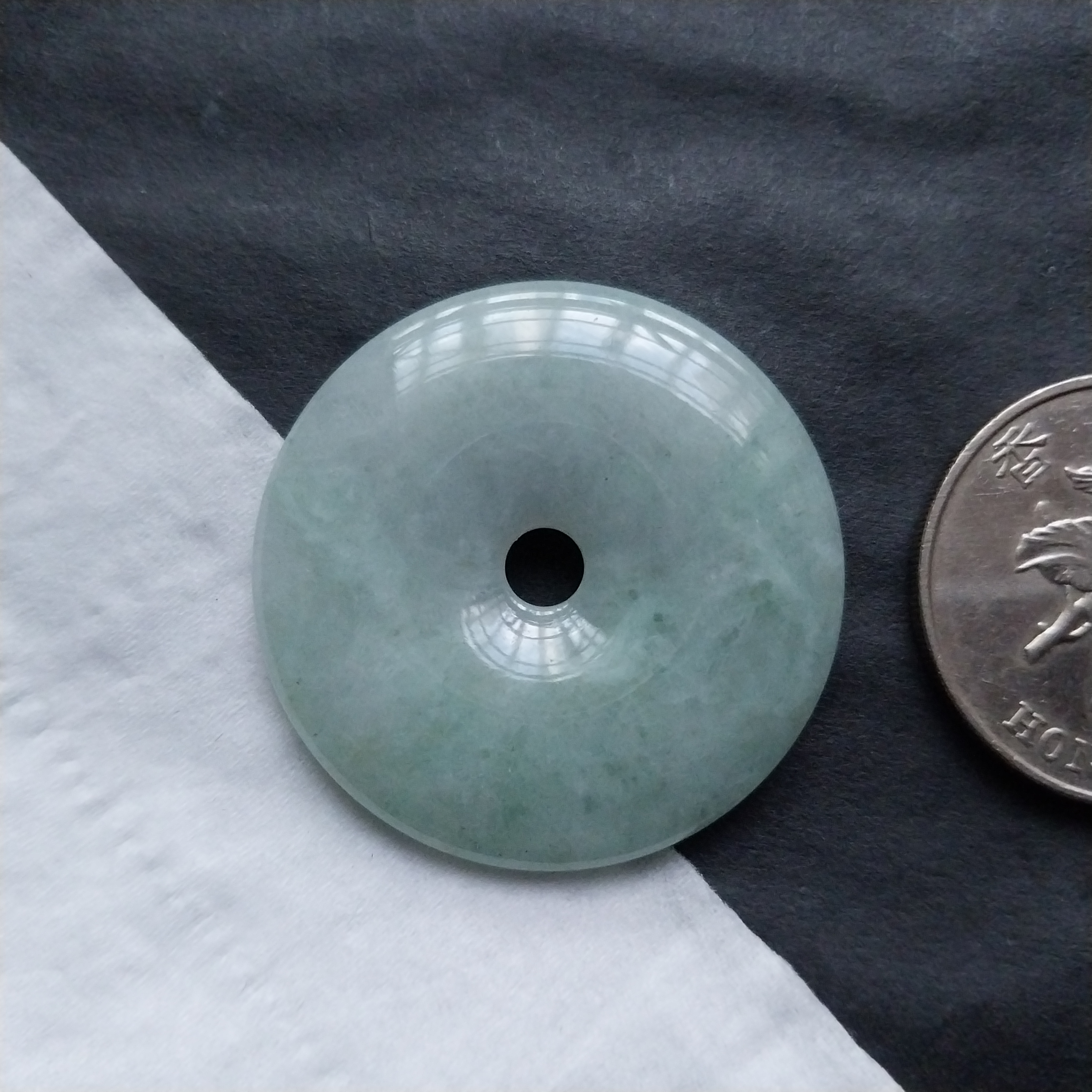 冰糯果綠大平安扣 (33.8mm直徑),天然翡翠A玉, 緬甸玉, Jade, Jadeite