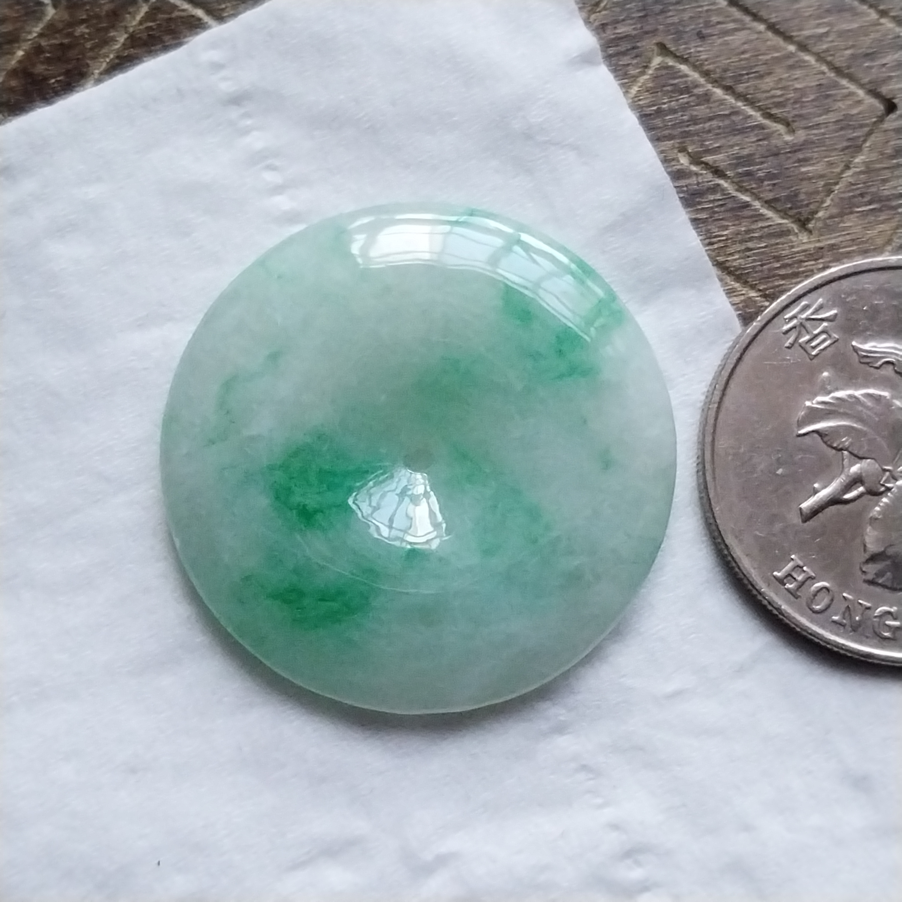 J2185 翡翠冰飄綠平安扣 (31.6mm直徑)