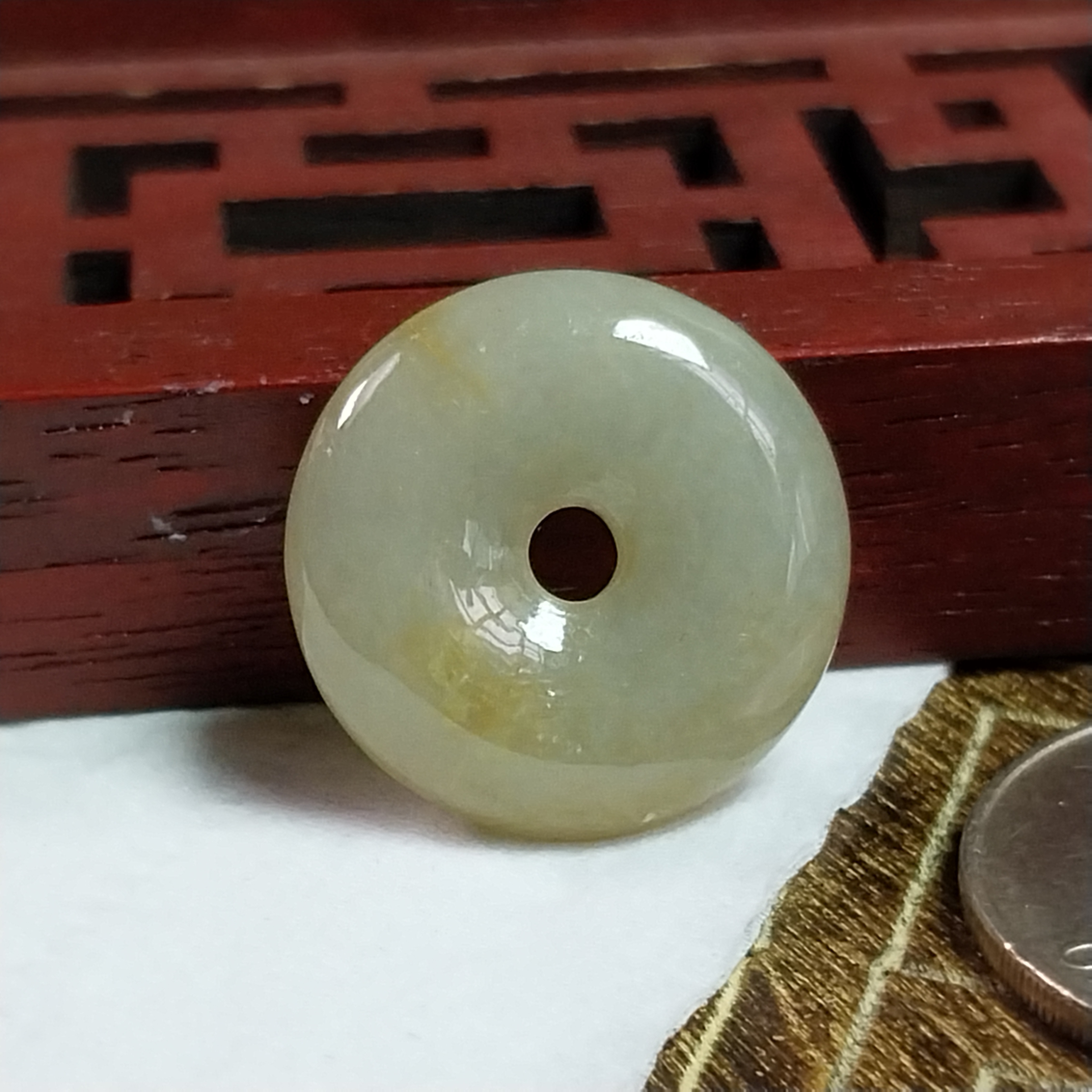 冰黃平安扣 (21.8mm直徑),天然翡翠A玉, 緬甸玉, Jade, Jadeite