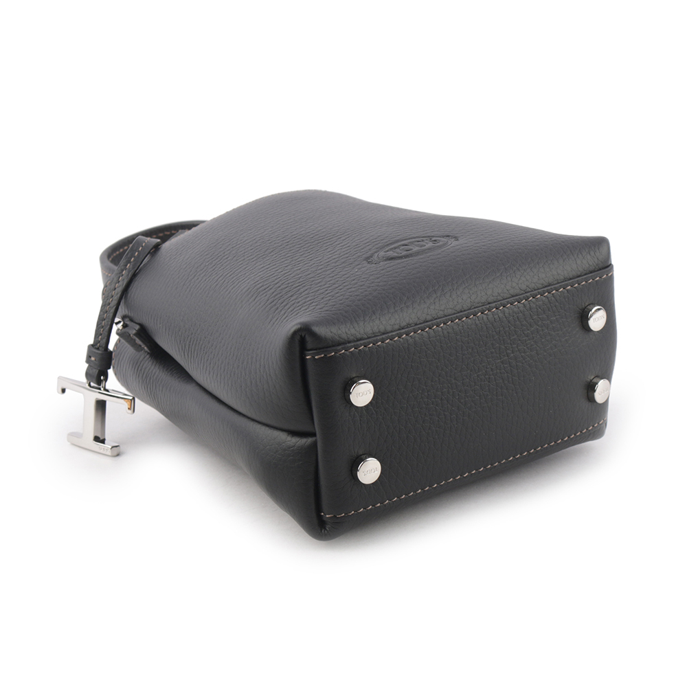 【TOD'S】 T Logo 超小號手提/斜背二用皮革手機包(黑色) XBWAPAT9000QRIB999