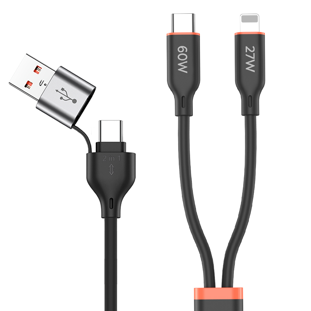 TOTU 拓途 二分二 Type-C/Lightning TO Type-C/USB-A PD 快充充電傳輸線 液態矽膠 CB-6 1.2M 新舊iPhone/安卓一起充