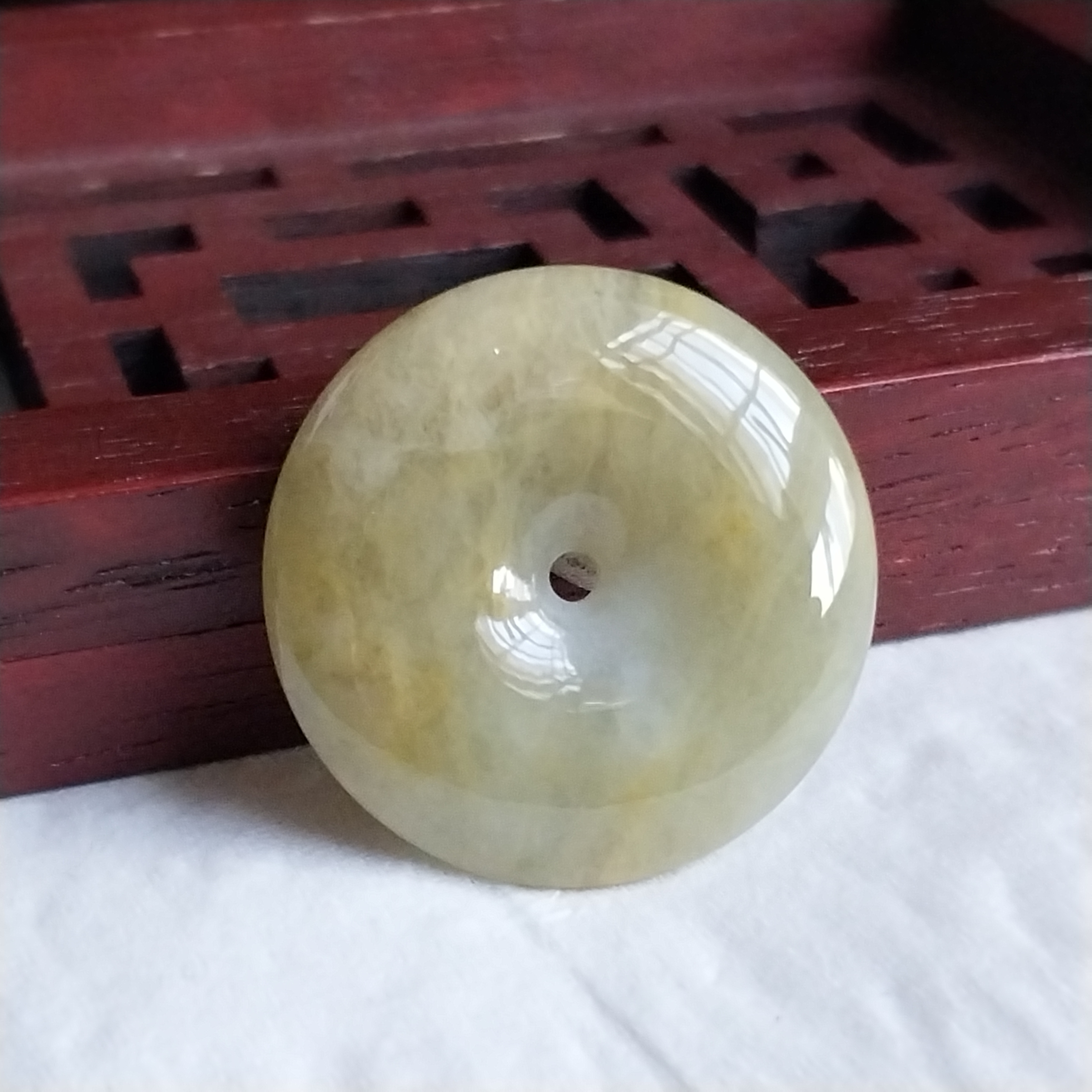 冰黃翡平安扣 (26mm直徑),天然翡翠A玉, 緬甸玉, Jade, Jadeite