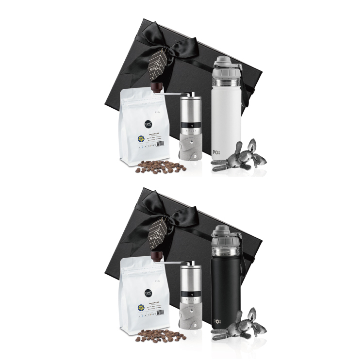 (預購4月底出貨)PO: 黑沃咖啡選品｜耶加雪菲咖啡三件禮盒組(咖啡磨2.0/醇泡保溫杯-共2色)