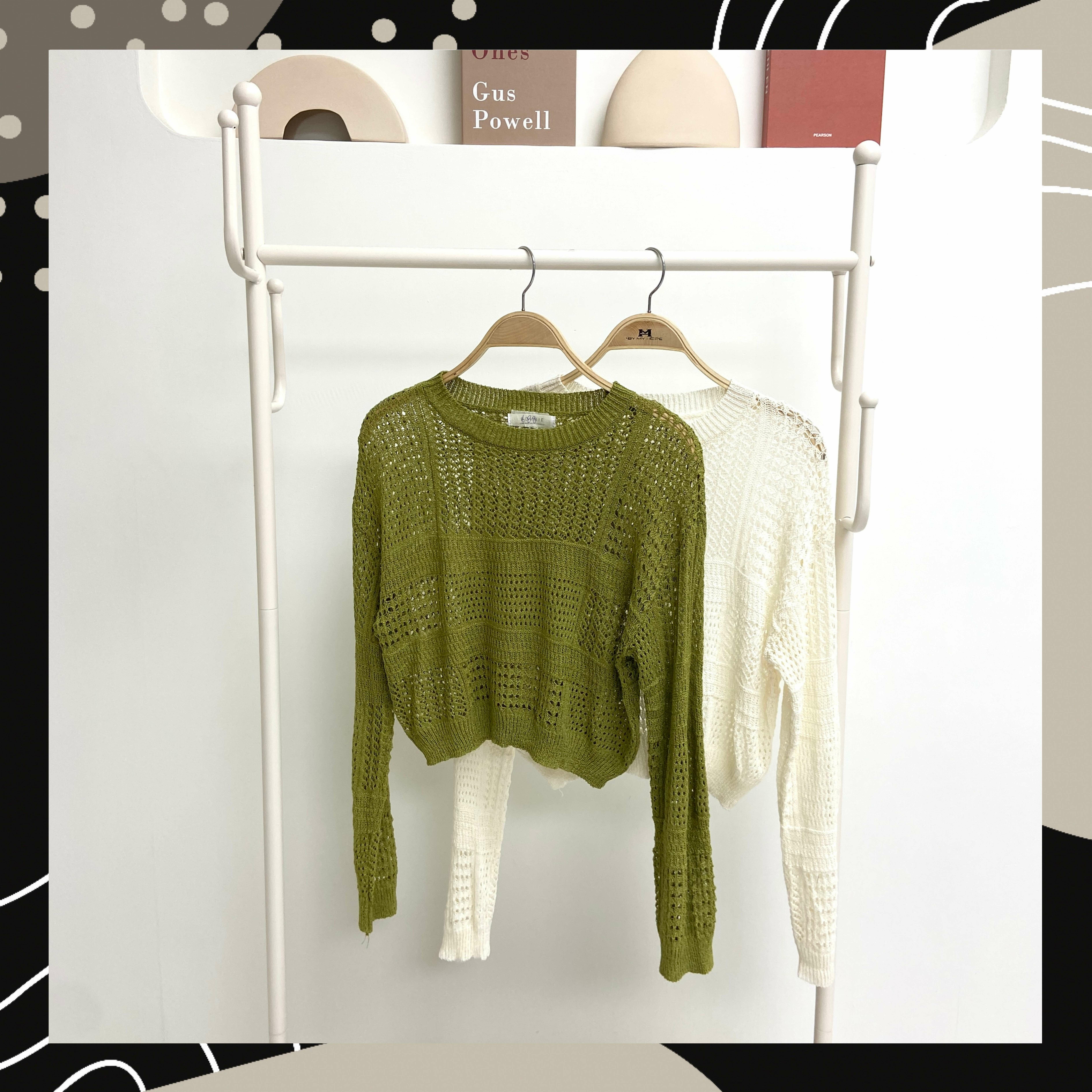 【BONNIE】通花綫料長袖TOP