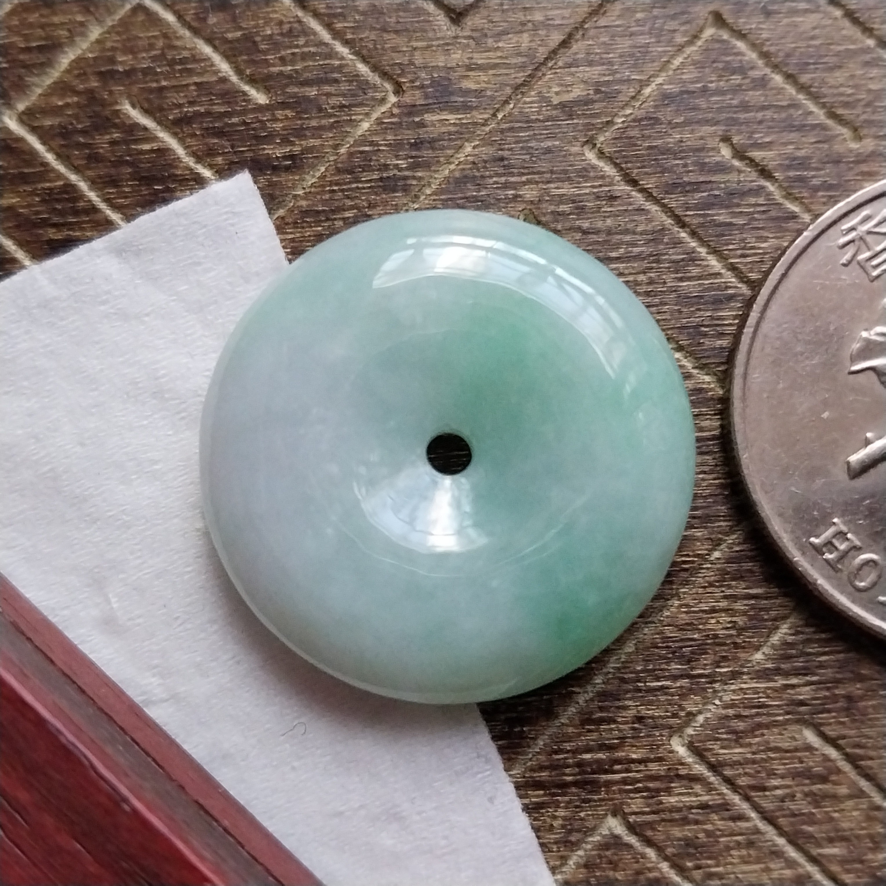 冰飄綠平安扣 (24.3mm直徑),天然翡翠A玉, 緬甸玉, Jade, Jadeite