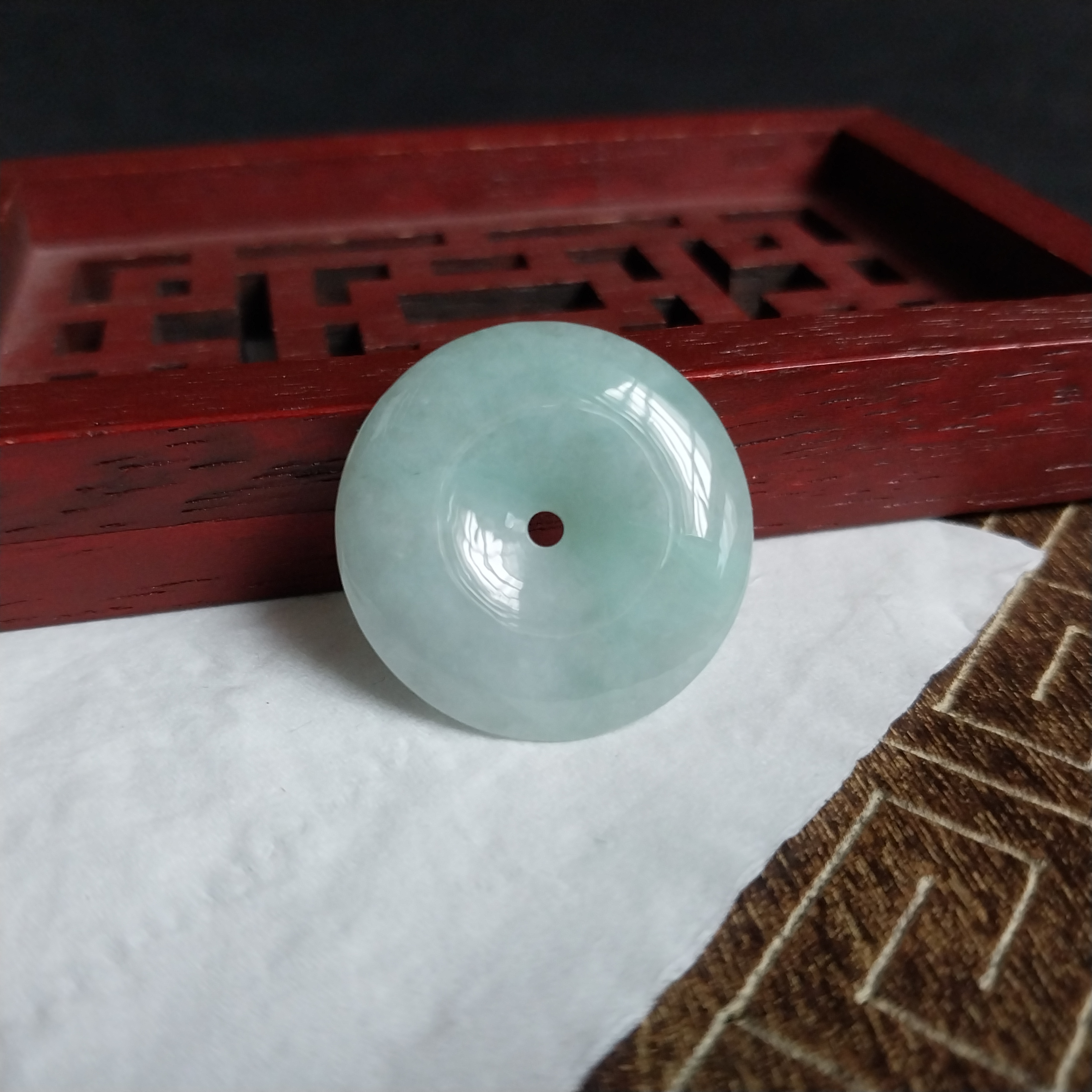 冰晴水平安扣 (26.2mm直徑),天然翡翠A玉, 緬甸玉, Jade, Jadeite