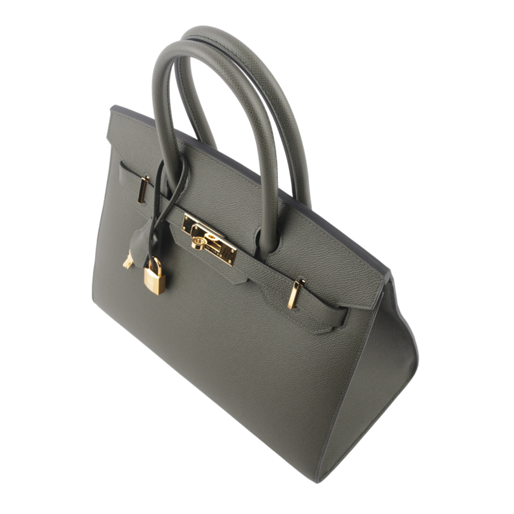【HERMES】Birkin 金釦 Epsom皮 30cm (灰綠色) H079236CC C6