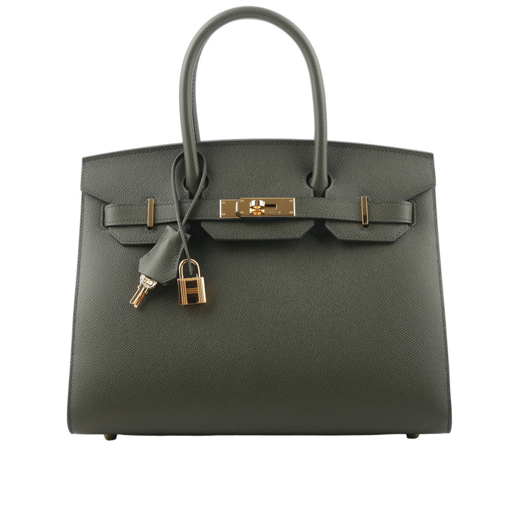【HERMES】Birkin 金釦 Epsom皮 30cm (灰綠色) H079236CC C6