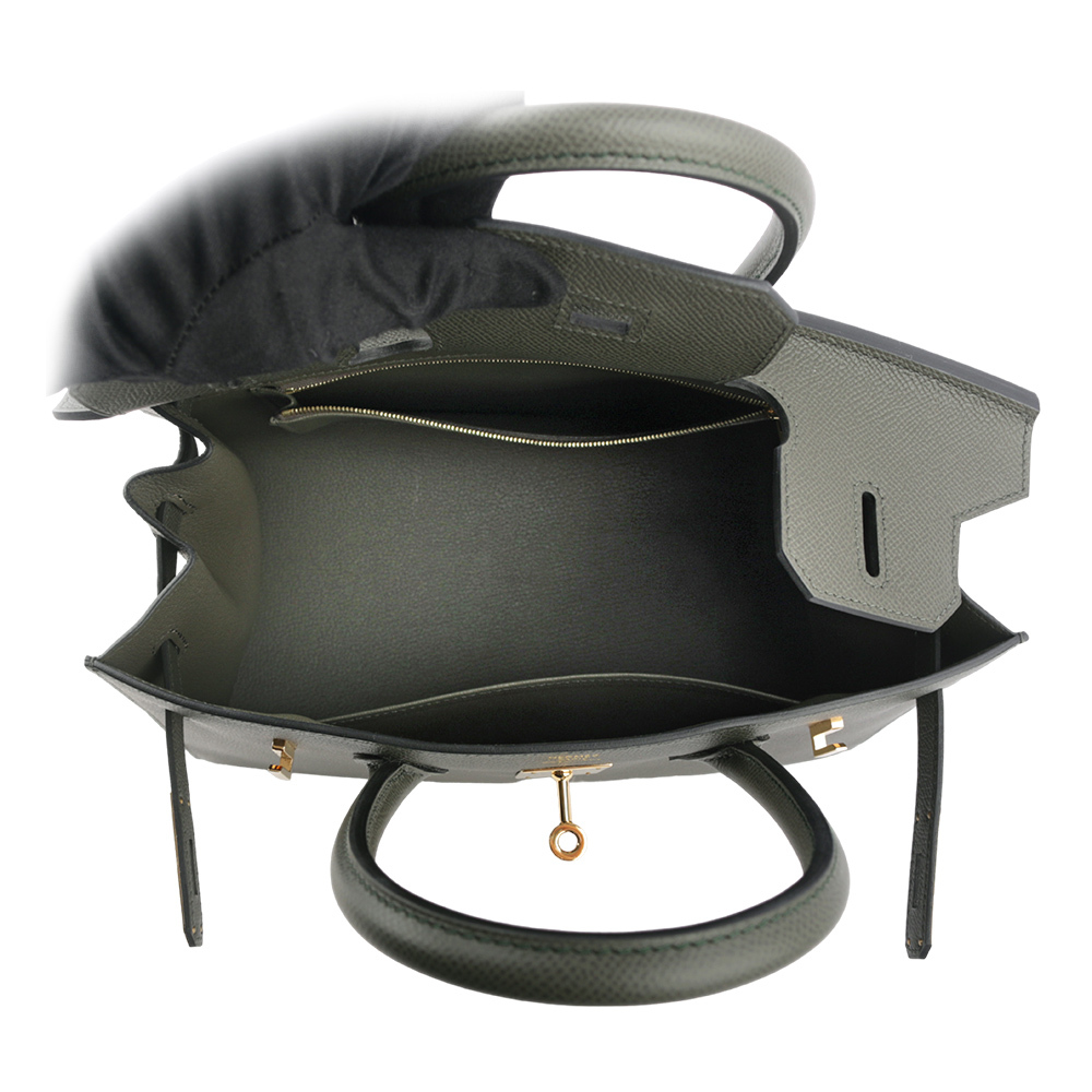 【HERMES】Birkin 金釦 Epsom皮 30cm (灰綠色) H079236CC C6