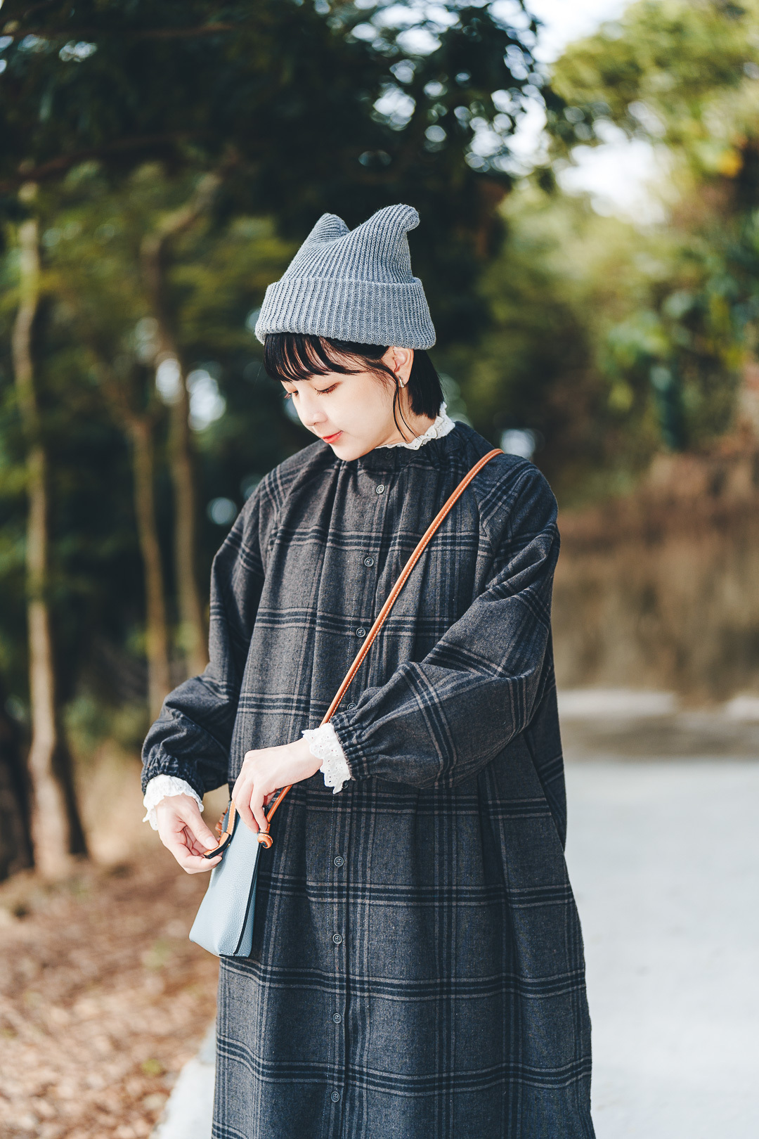 銀河快遞員！厚毛絨格紋連衣裙