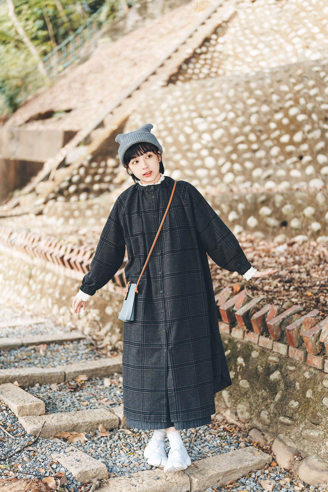 銀河快遞員！厚毛絨格紋連衣裙