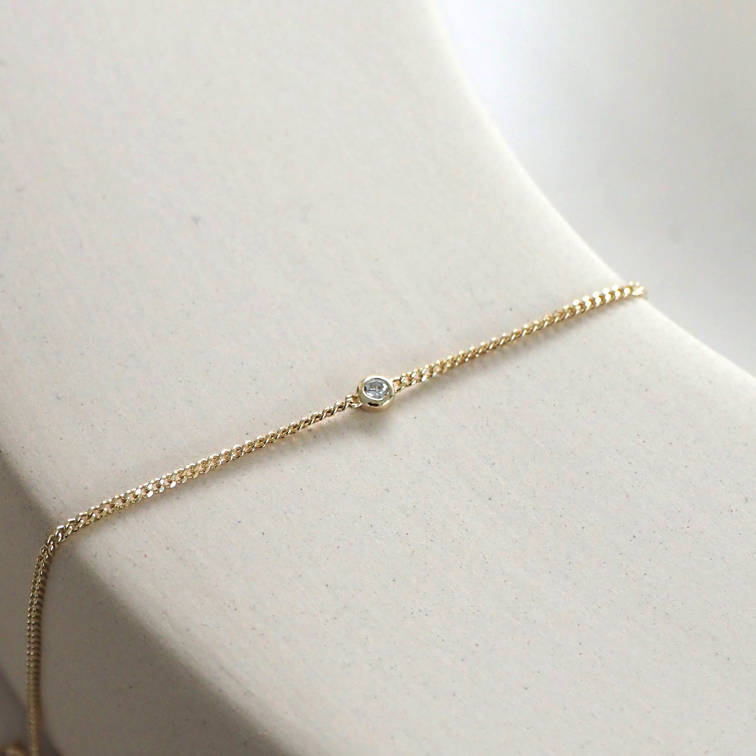 14K圓邊真鑽古巴手鍊