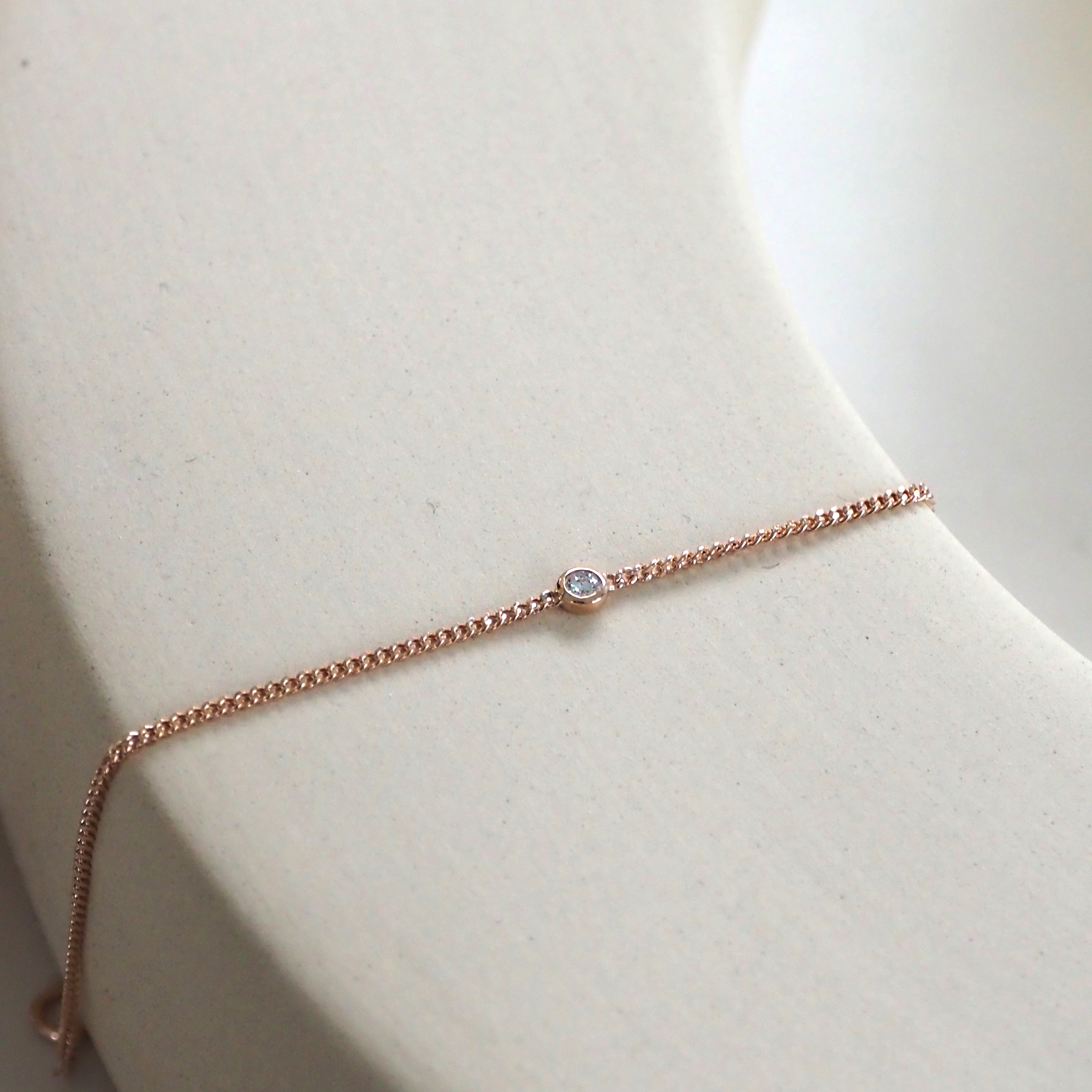 14K圓邊真鑽古巴手鍊