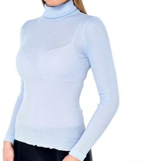 1LZ1126-105 (Defect) LISANZA Long Sleeve Turtleneck Top Blue #4501 6504 (C-EU-E)