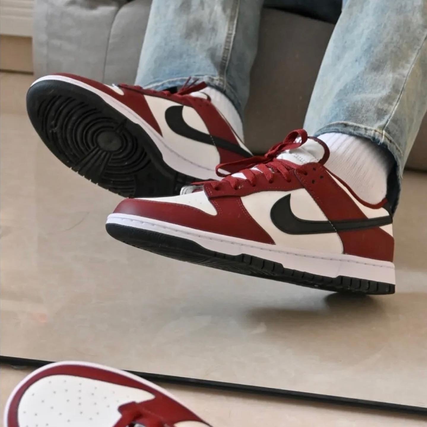 NIKE DUNK LOW 酒紅 白色 拼接 黑勾 芝加哥平替款 男鞋 FZ4616-600 / 預購