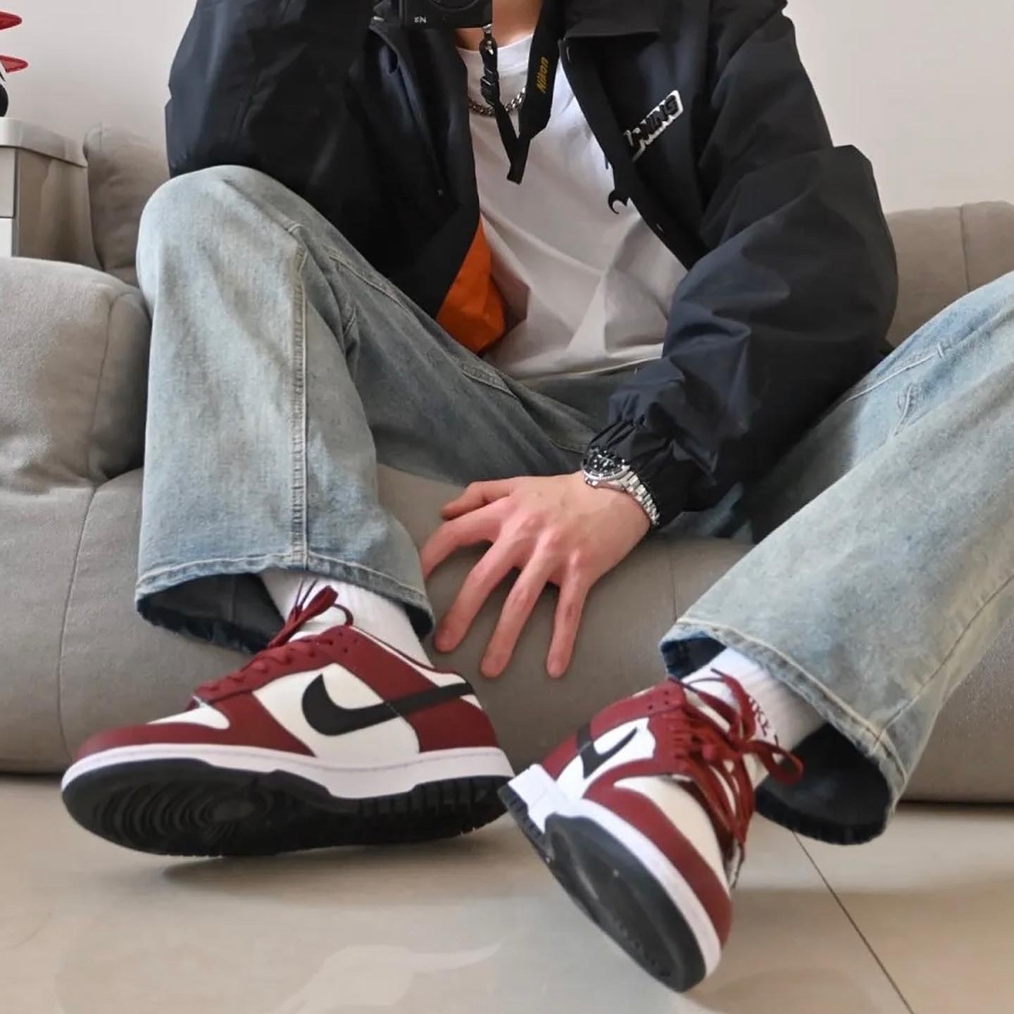 NIKE DUNK LOW 酒紅 白色 拼接 黑勾 芝加哥平替款 男鞋 FZ4616-600 / 預購