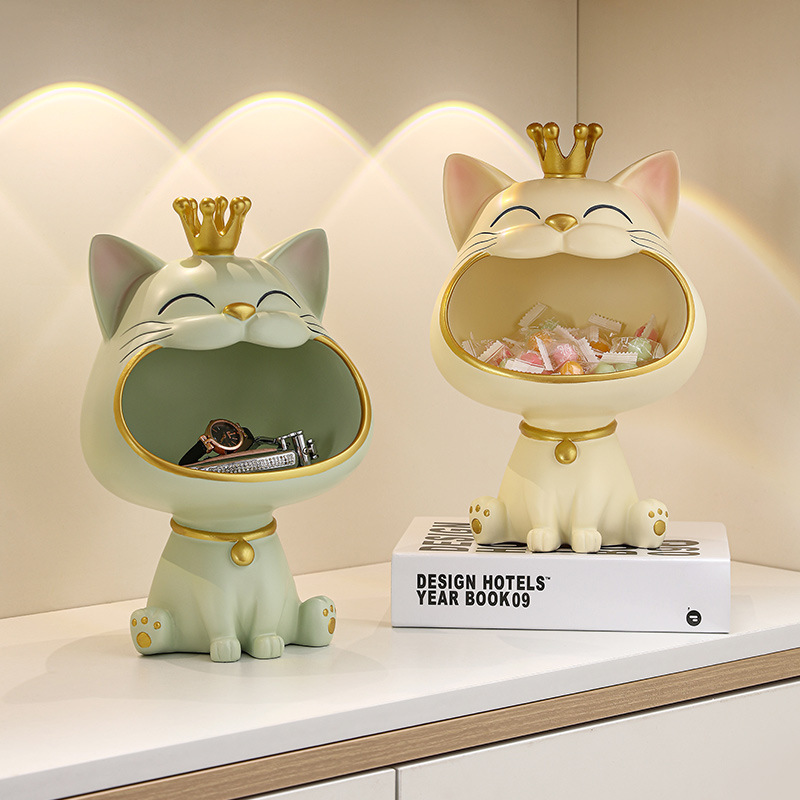 馬卡龍色皇冠張嘴招財貓 3色