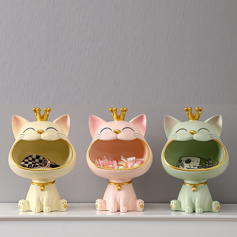 馬卡龍色皇冠張嘴招財貓 3色