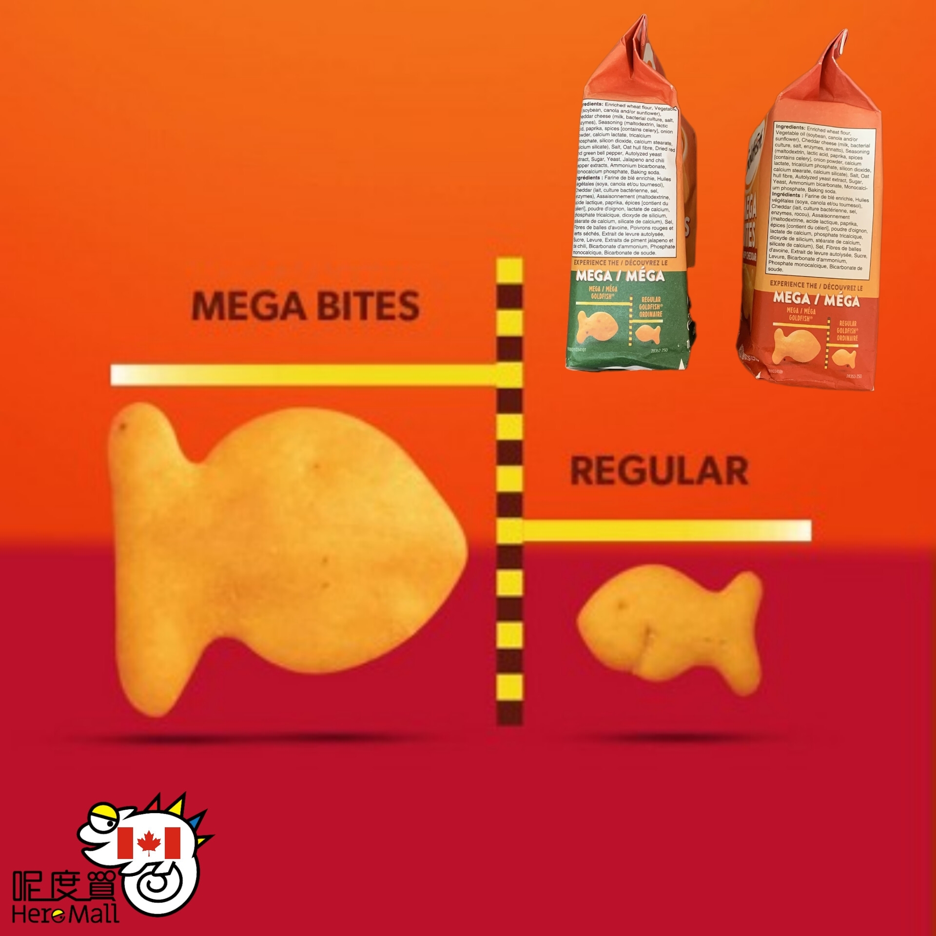 [加拿大直送]Goldfish® Mega Bites 車打芝士魚仔餅 & 墨西哥辣椒車打芝士魚仔餅 167g   (逢星期日截單,7至10個工作天送貨)