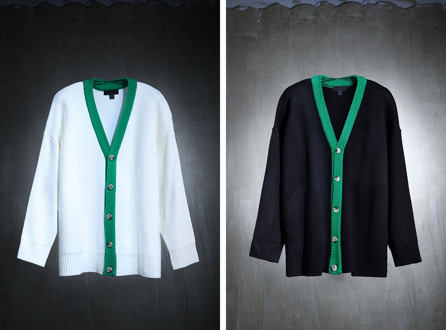 肘部四葉草補丁配色開衫