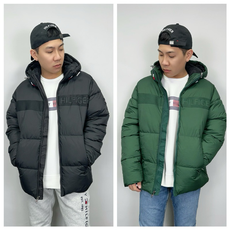 Tommy Hilfiger 橫條字母 鋪棉 厚外套 連帽外套