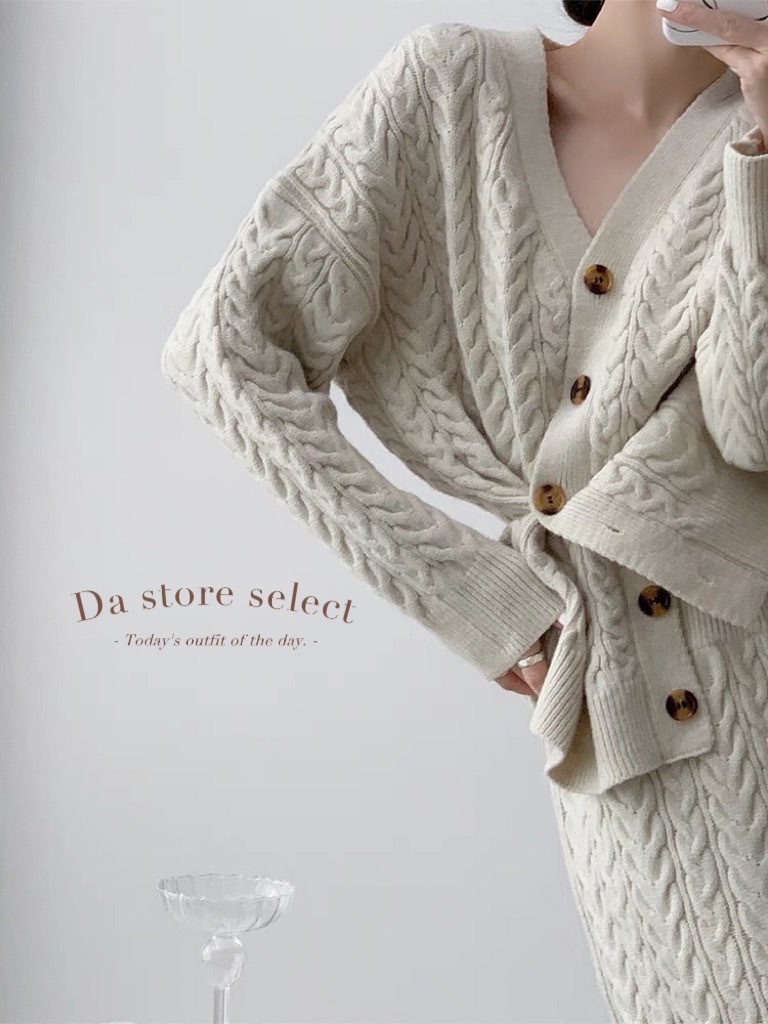 溫柔小姐姐麻花長裙套裝/三色