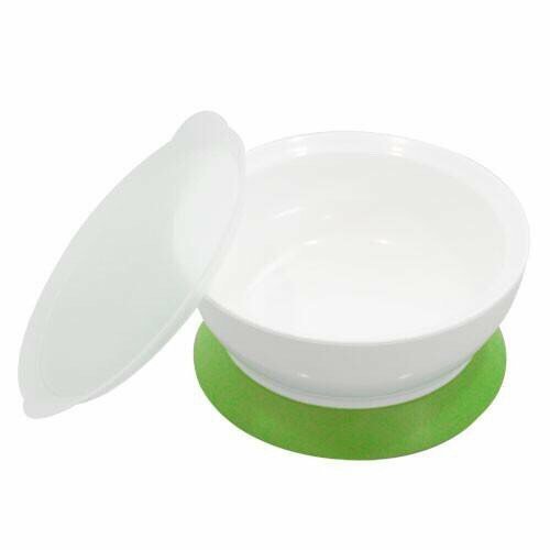 美國 Calibowl 12oz 防漏防滑幼兒學習吸盤碗連蓋 綠色