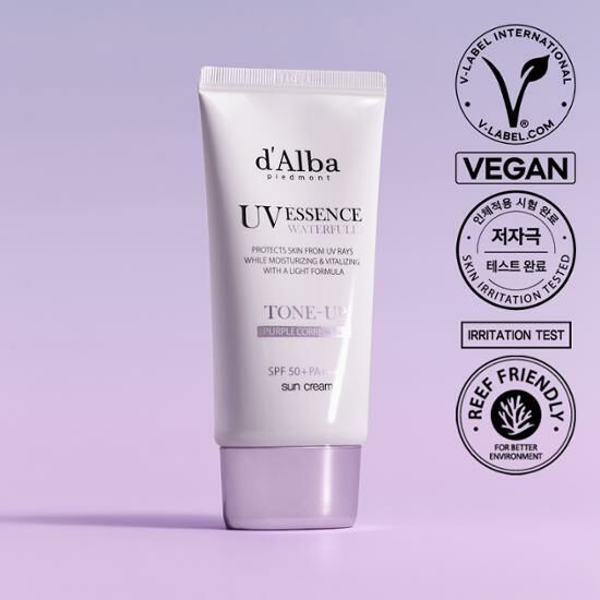 d'Alba Waterfull Tone Up UV Essence Sun Cream [Purple Correcting] SPF50+ PA++++ 50ml