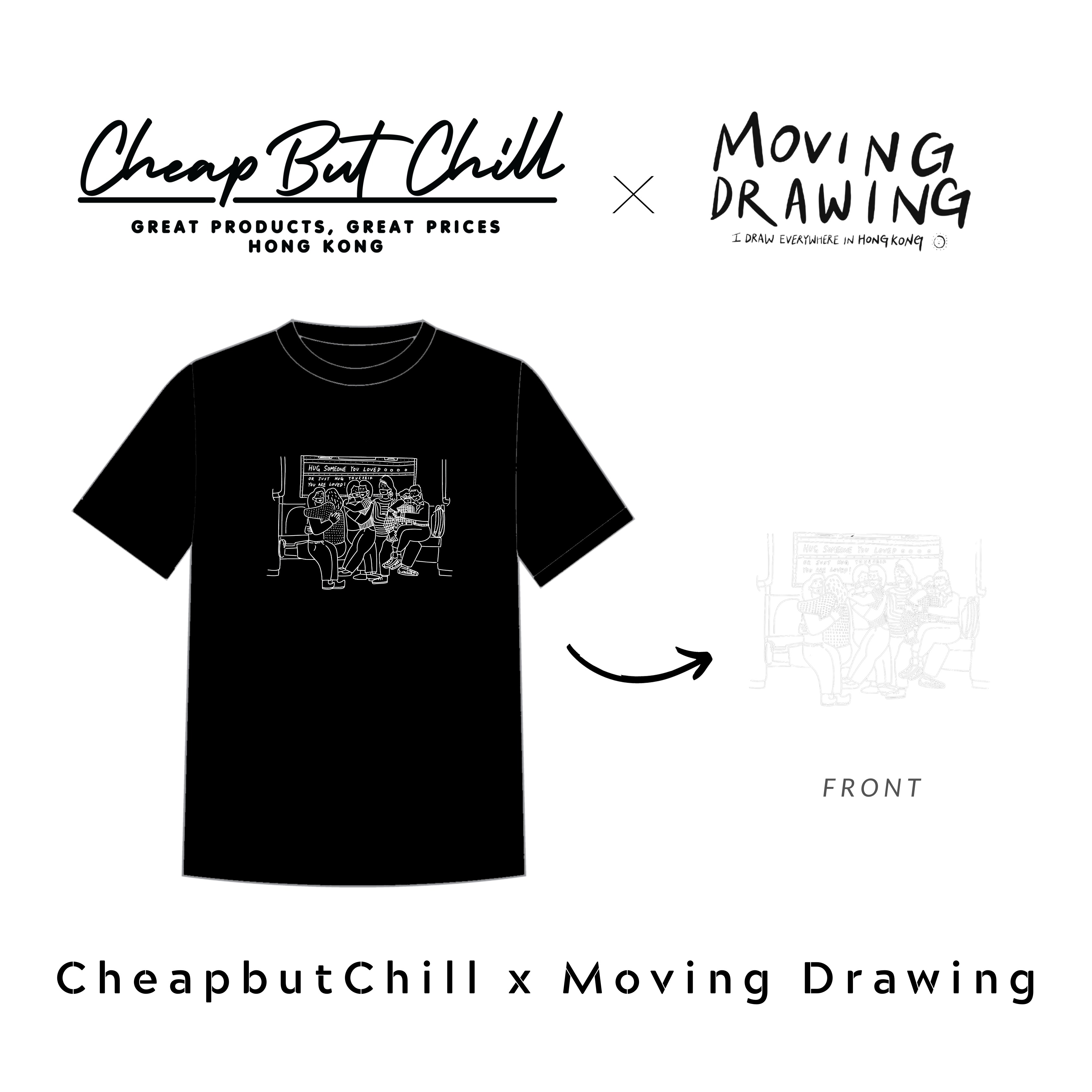 New ✦ Moving Drawing X CheapbutChill Hug Tee