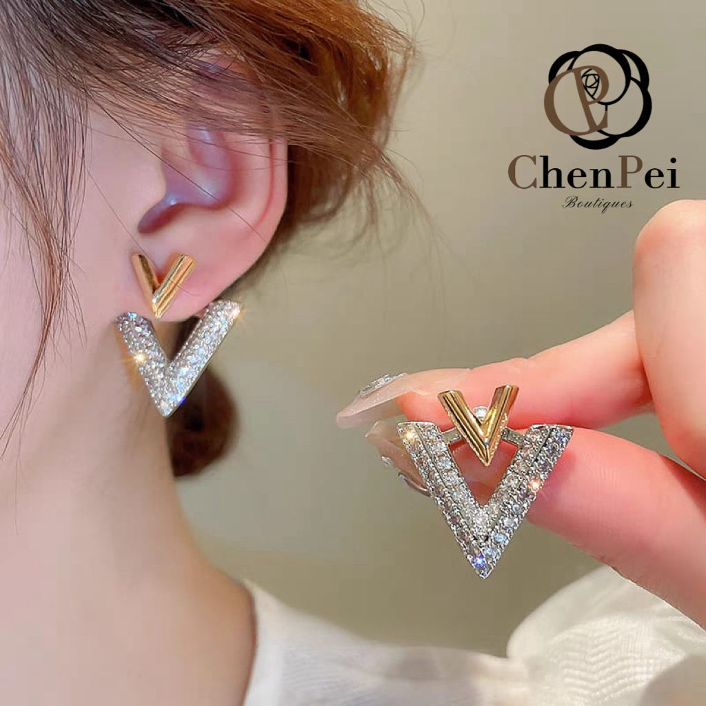 正韓雙V造型品牌感耳環