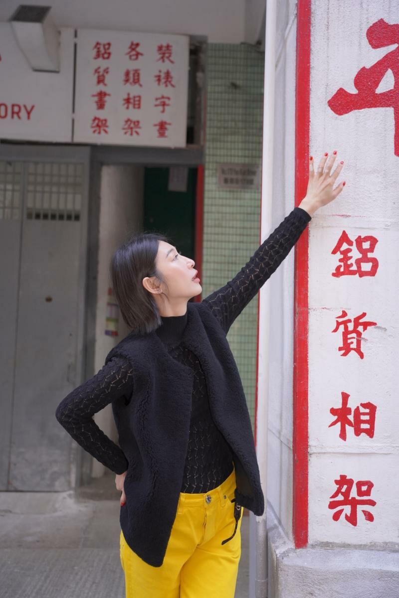 HANAA秋冬新款黑色皮毛一體馬甲皮草外套保暖馬夾背心外搭