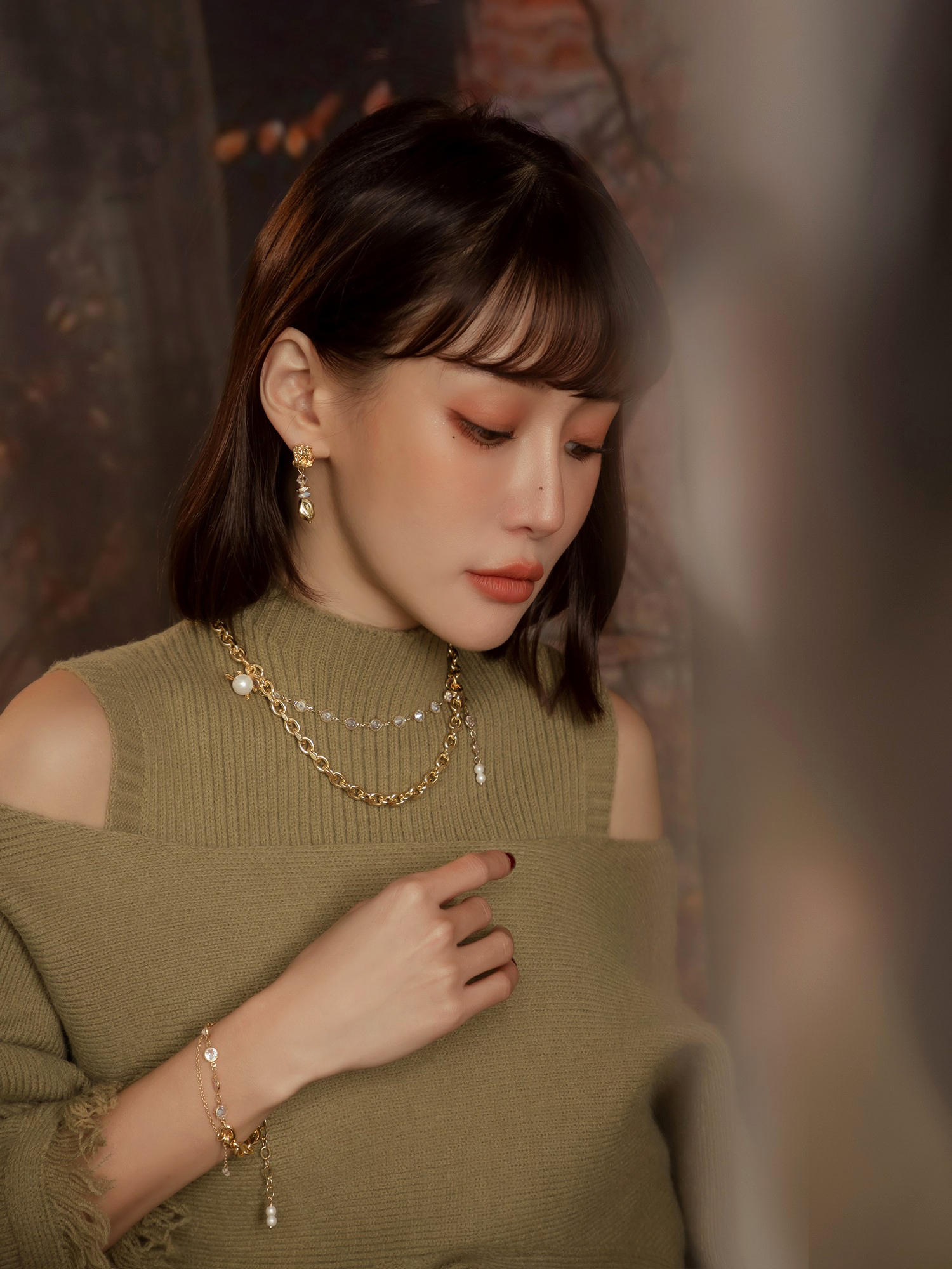 餘光有你。MUCHAT手作14KGP施華洛水晶蛋白石純銀針耳環