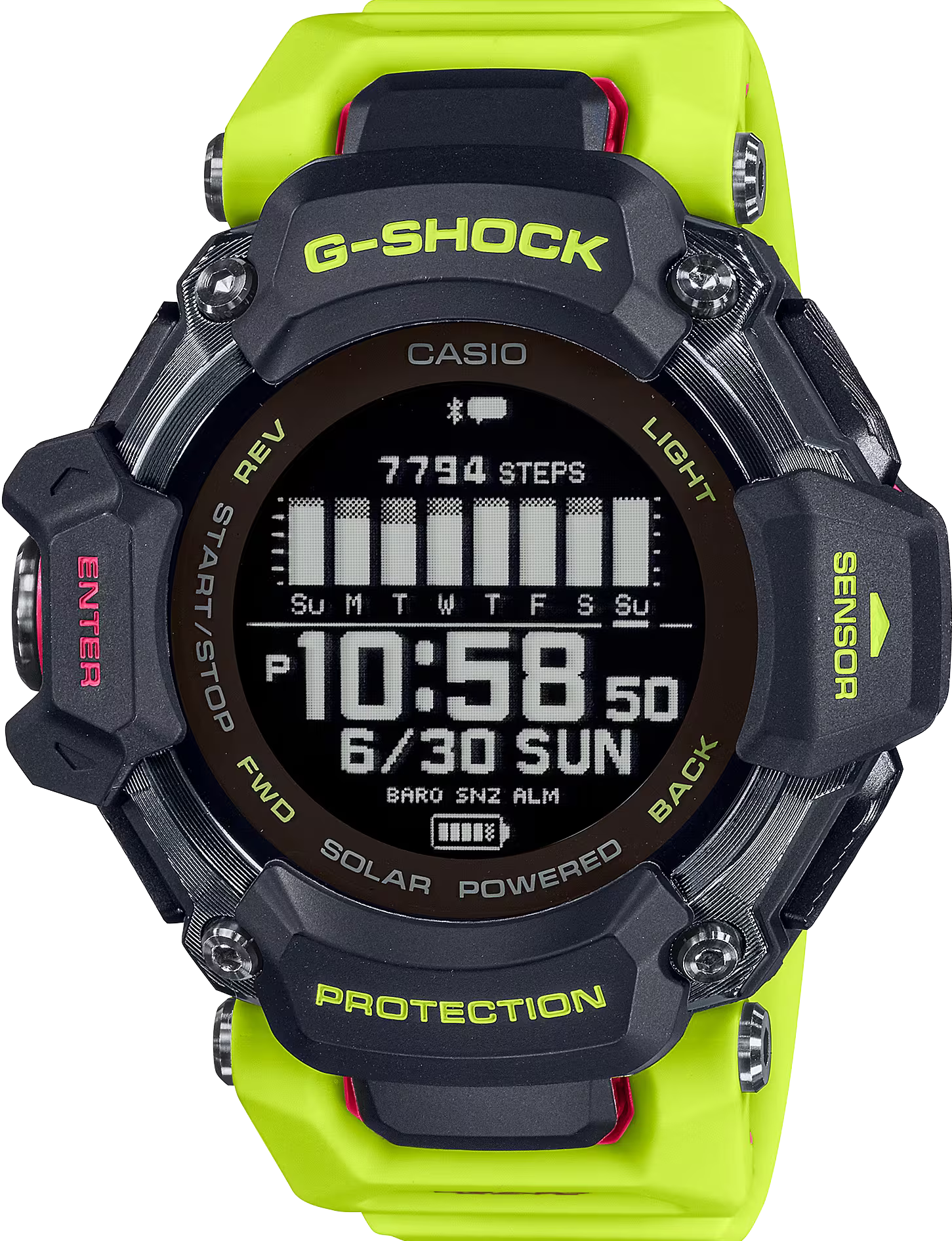 萬年鐘錶 - G-SHOCK  G-SQUAD 系列  H2000 太陽能GPS 心率運動男錶  GBD-H2000-1A9  錶徑 : 52.6mm