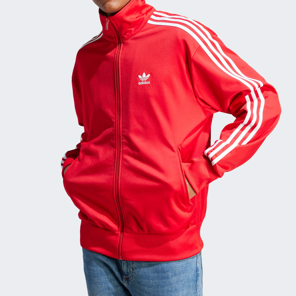 Adidas Firebird TT 男款 紅色 運動 休閒 經典 立領 外套 IJ7060